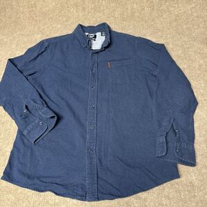 Chaps Men's Performance Flannel Shirt Large Long Sleeve Blue Brushed Finish